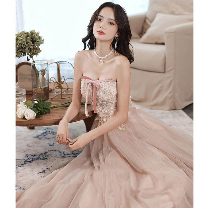 Elegant Tube Lace Sequined Ball Gown Pageantry Gown Prom gown - Magellan Fashion Shop