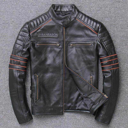Harley genuine leather men's slim fit black motorcycle riding jacket