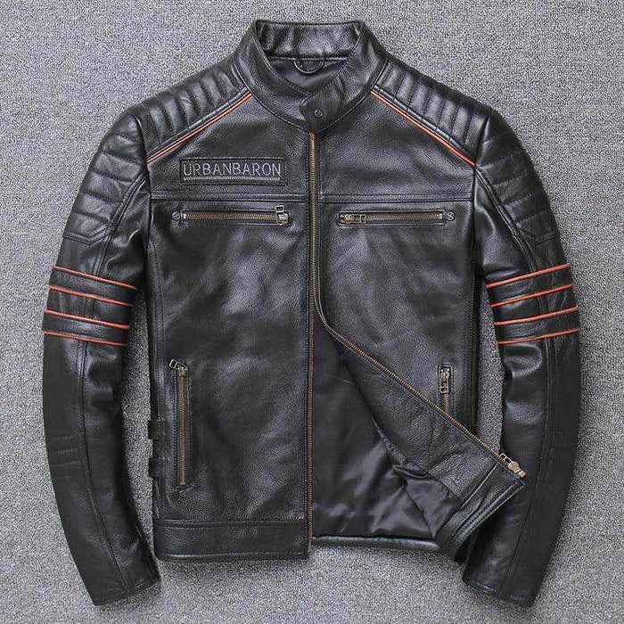 Harley genuine leather men's slim fit black motorcycle riding jacket