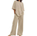 Cotton And Linen Home Solid Color Two-piece Suit - Magellan Fashion Shop