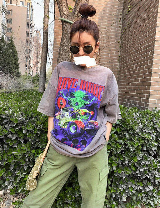 Heavy Industry Old Fat Rock Tie-dye Printing Couple T-shirt - Magellan Fashion Shop