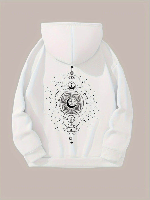 Moon Print Casual Hooded Sweatshirt - Magellan Fashion Shop