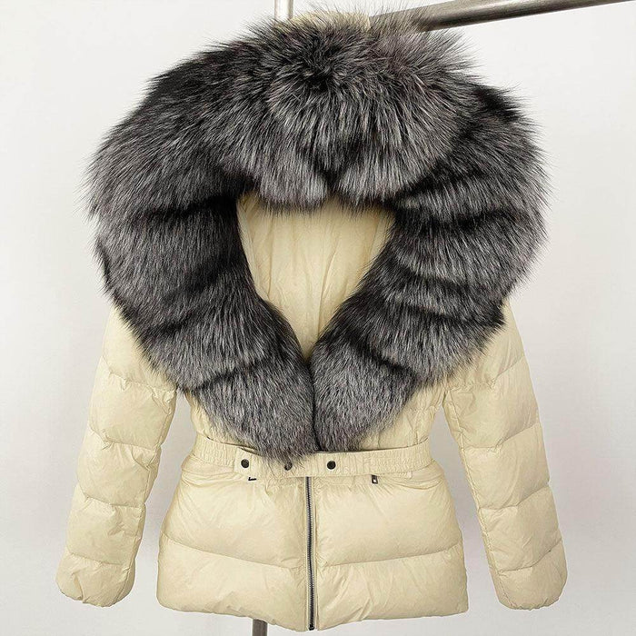 Short Women's Thickened Slim Fit Waist-tight Fur Down Jacket - Magellan Fashion Shop