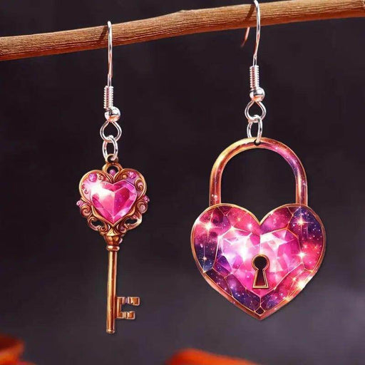 Romantic Key Heart Lock Acrylic Types A And B Earrings - Magellan Fashion Shop