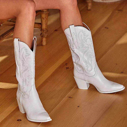 Embroidered Sleeve High Cowboy Boot For Women - Magellan Fashion Shop