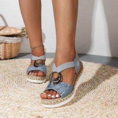Women's Peep Toe Serpentine Wedges Sandals With Circle Design Casual Summer Shoes - Magellan Fashion Shop
