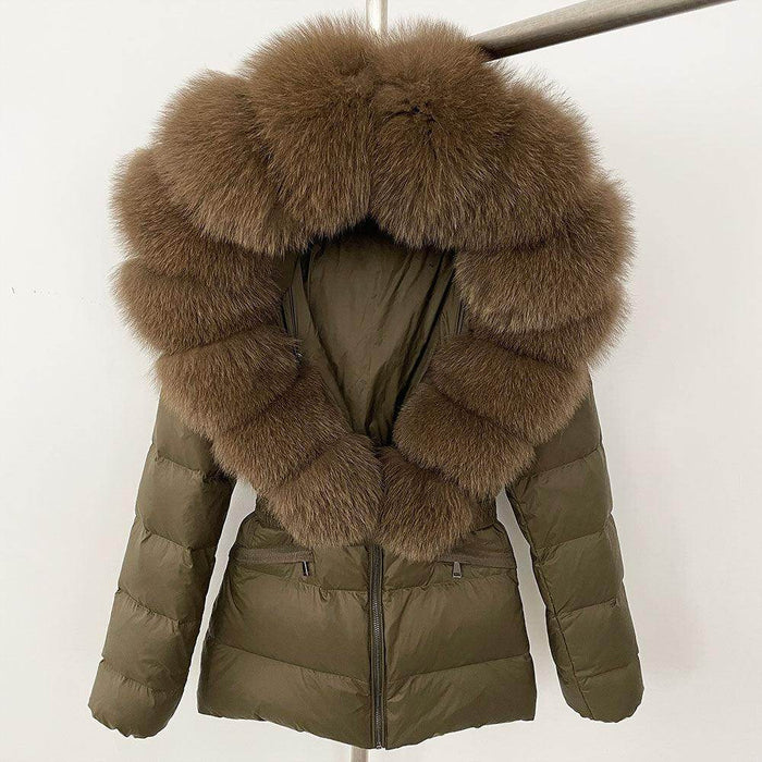 Short Women's Thickened Slim Fit Waist-tight Fur Down Jacket - Magellan Fashion Shop