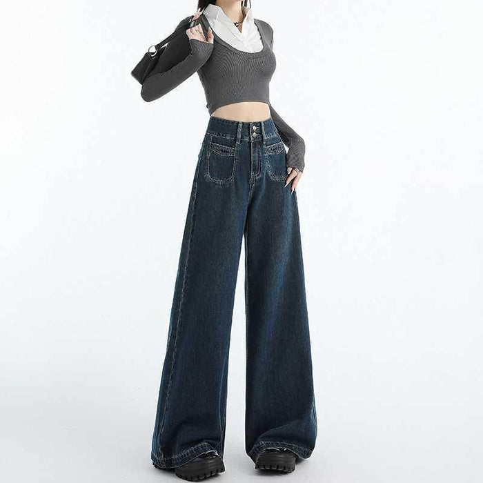 Draping Mop All-matching Straight Jeans For Women - Magellan Fashion Shop