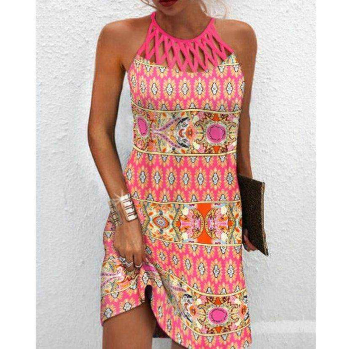 Fashion Print Dress Casual Halterneck Dresses For Women Summer Clothes - Magellan Fashion Shop