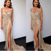 V-neck sexy halter strap sequin dress - Magellan Fashion Shop