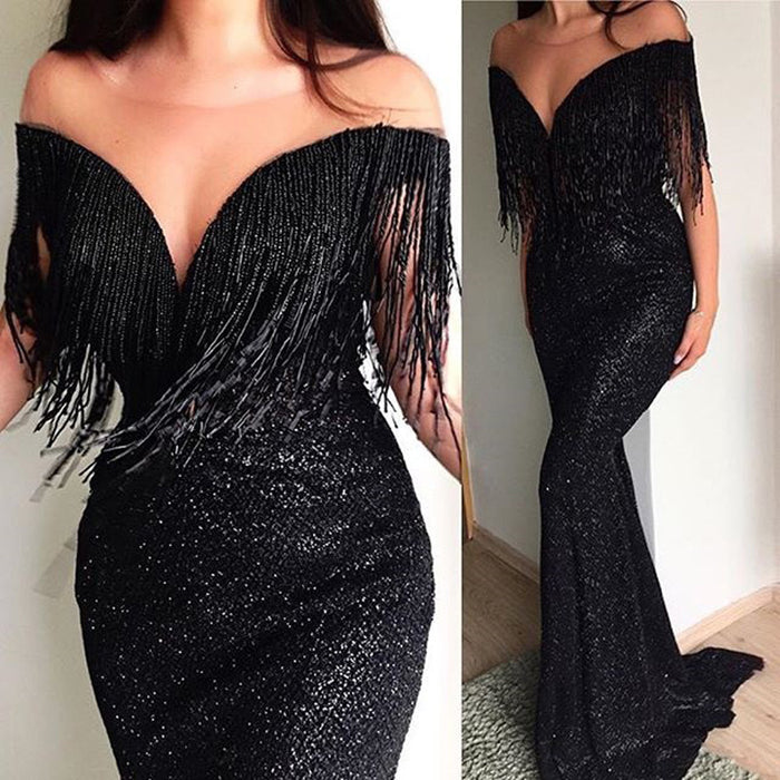 black sequins slim dress