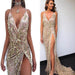 V-neck sexy halter strap sequin dress - Magellan Fashion Shop