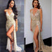V-neck sexy halter strap sequin dress - Magellan Fashion Shop