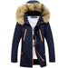 men's cotton winter fur collar warm jacket long - Magellan Fashion Shop