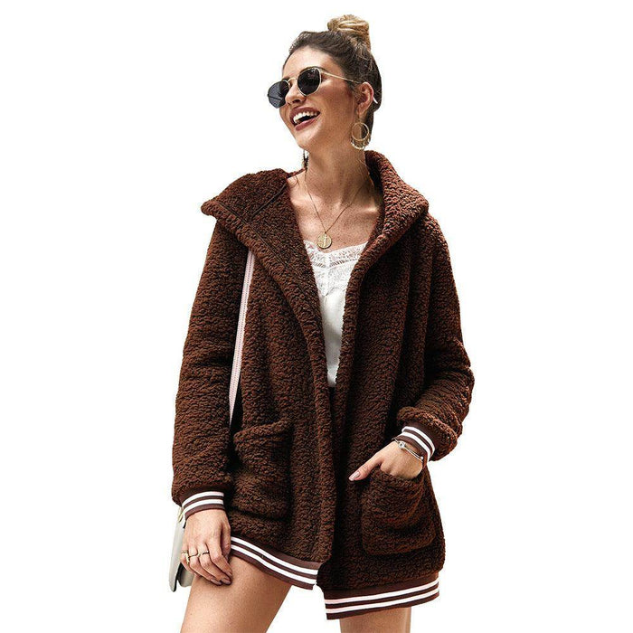 Hooded fur coat long top - Magellan Fashion Shop