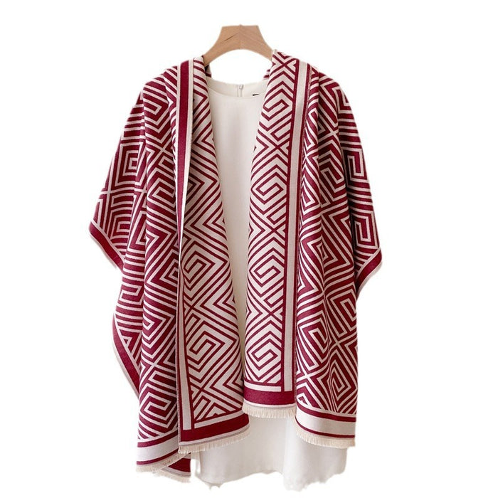 Thickened Warm Office Cloak Nap Wool Blanket Plaid Cloak Dual-use