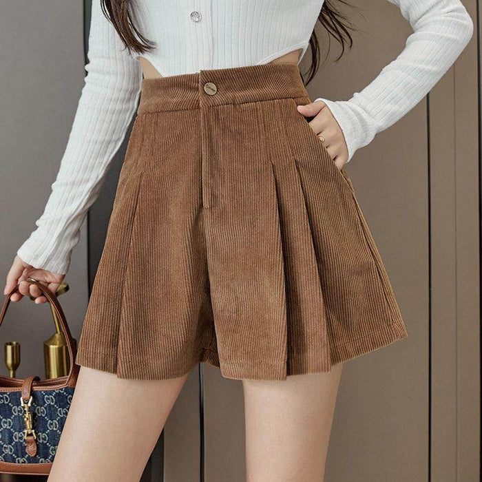 Corduroy Women's Loose New Casual Pleated Pants Skirt - Magellan Fashion Shop