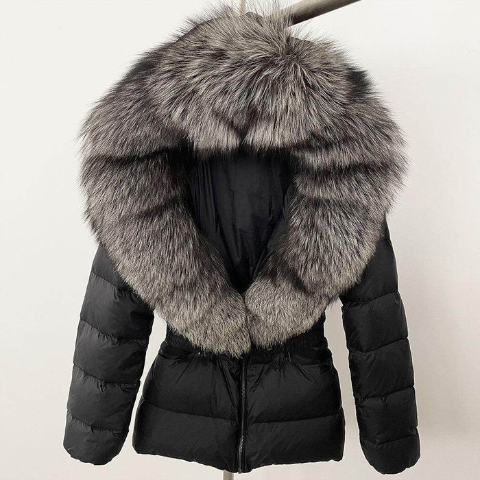 Short Women's Thickened Slim Fit Waist-tight Fur Down Jacket - Magellan Fashion Shop