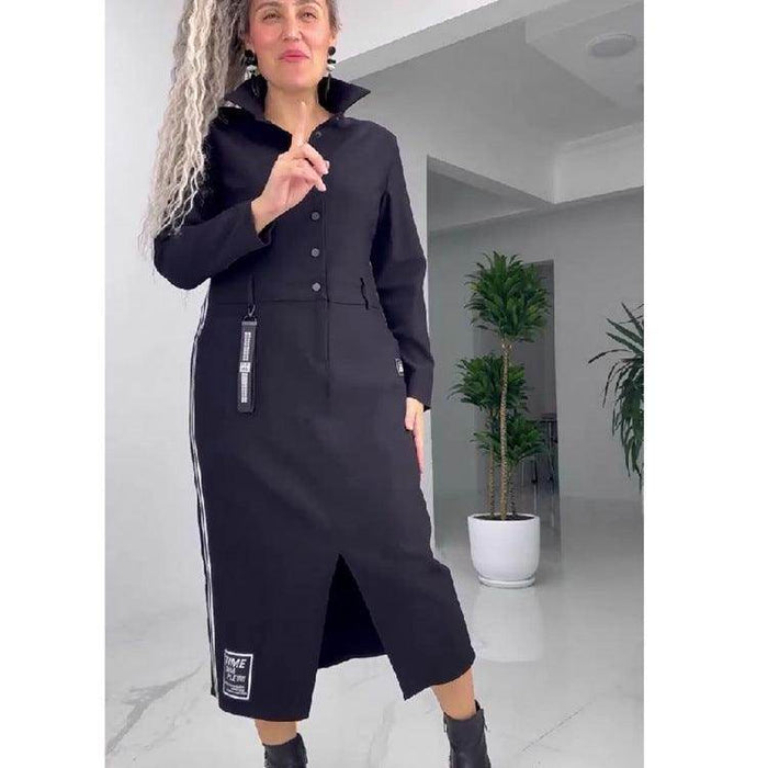 European And American Leisure Fashion Solid Color Long Sleeve Dress - Magellan Fashion Shop