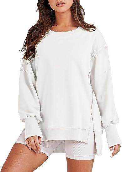 Solid Oversized Sweatshirt Crew Neck Long Sleeve - Magellan Fashion Shop