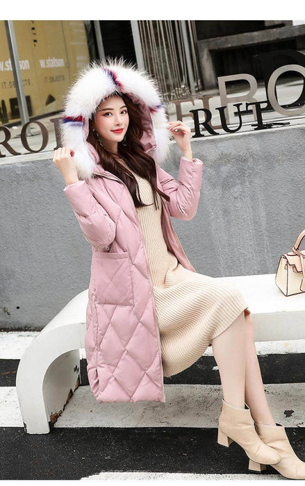 Autumn and winter hooded fur collar long coat - Magellan Fashion Shop