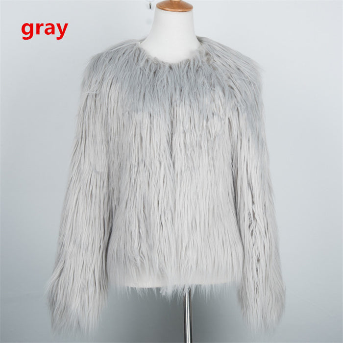 Women's Short Long Sleeve Plus Size Fur Coat