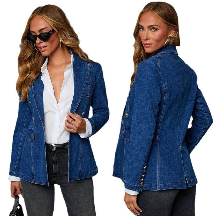 Casual Blue Denim Female Suit Coat - Magellan Fashion Shop