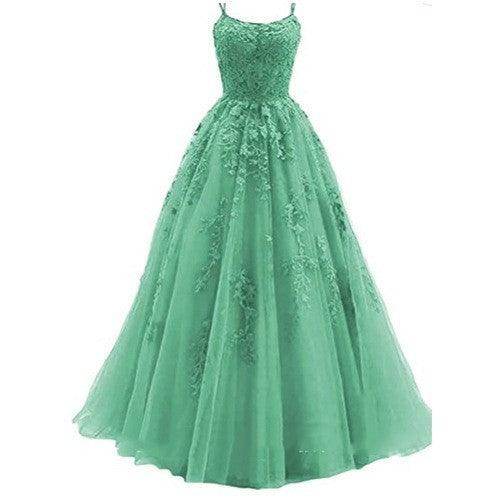Camisole Ball Gown Long Tulle Lace Party Evening Gown - Magellan Fashion Shop