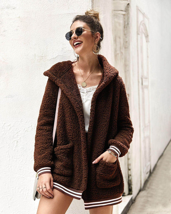 Hooded fur coat long top - Magellan Fashion Shop