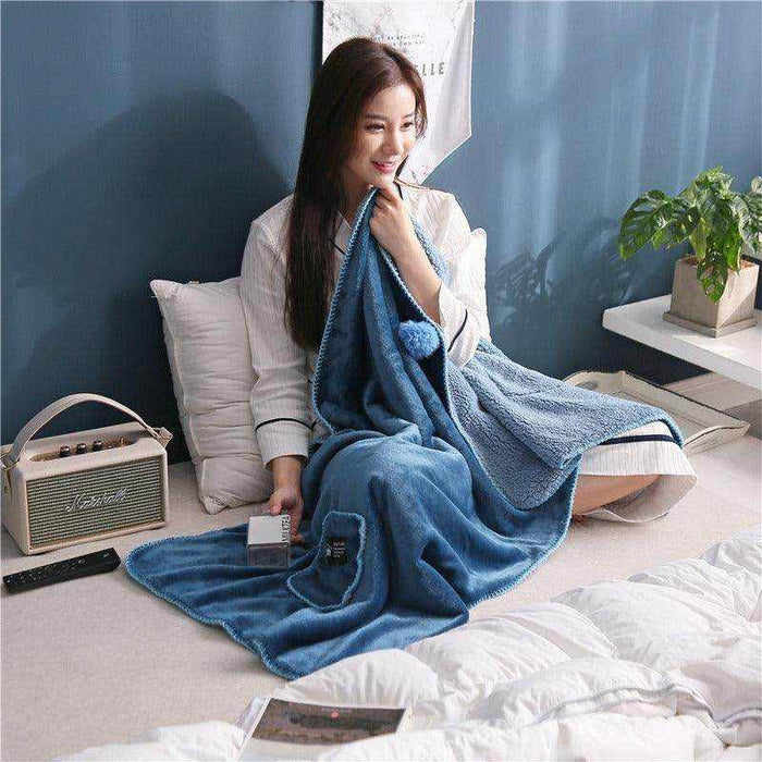 Winter office warm multifunctional cape blanket with soft, fluffy double-sided flannel fabric