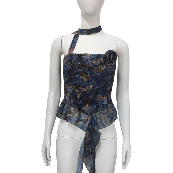 Three-dimensional Flower Tube Top Ruffled Vest - Magellan Fashion Shop