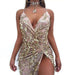 V-neck sexy halter strap sequin dress - Magellan Fashion Shop