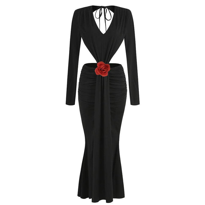 Sexy V-neck Backless Long Dress Long - Magellan Fashion Shop