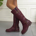 Fashion Casual Round Toe Square Heel Women's High-top Fashion Leather Boots - Magellan Fashion Shop