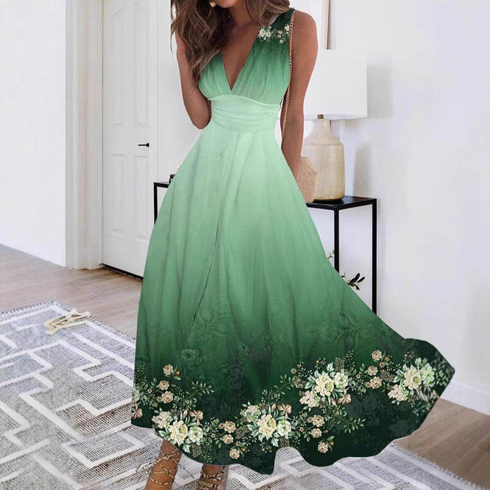 Women's Sleeveless Dress Exquisite Floral Print - Magellan Fashion Shop