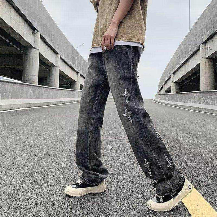 Zipper Loose Denim Trousers Men - Magellan Fashion Shop