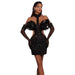 Dress Halter Feather Sequins Short Hip Skirt With Gloves Dress - Magellan Fashion Shop