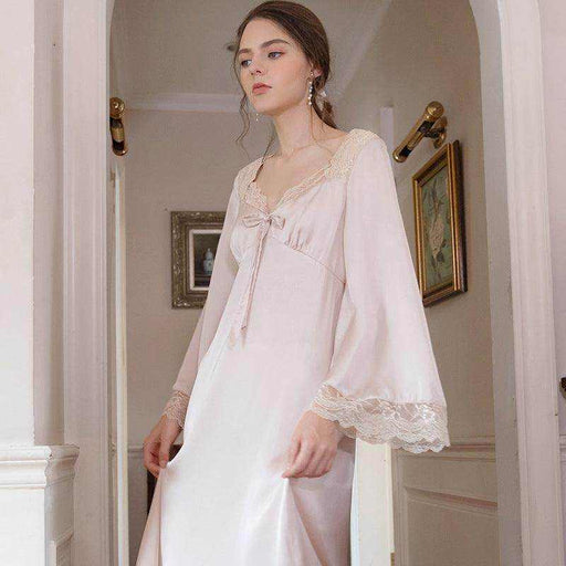 Romantic Nightgown Nightwear Princess Women Vintage Sleepwear Satin - Magellan Fashion Shop