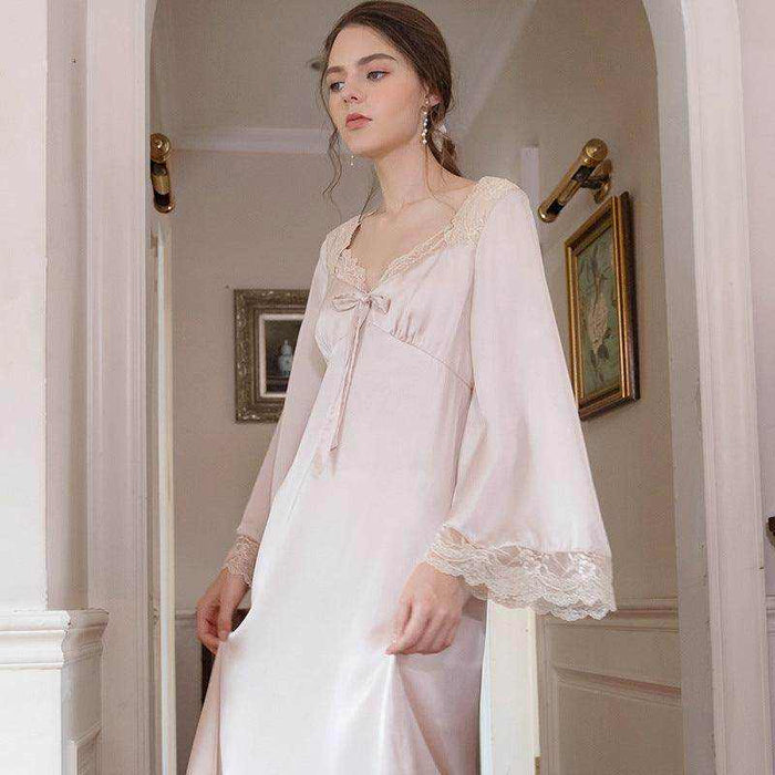 Romantic Nightgown Nightwear Princess Women Vintage Sleepwear Satin - Magellan Fashion Shop