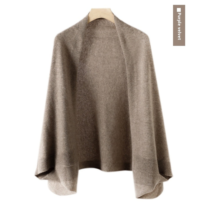 Women's Cashmere Shawl Knitting Cape Dual Purpose Scarf