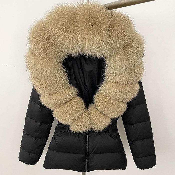 Short Women's Thickened Slim Fit Waist-tight Fur Down Jacket - Magellan Fashion Shop