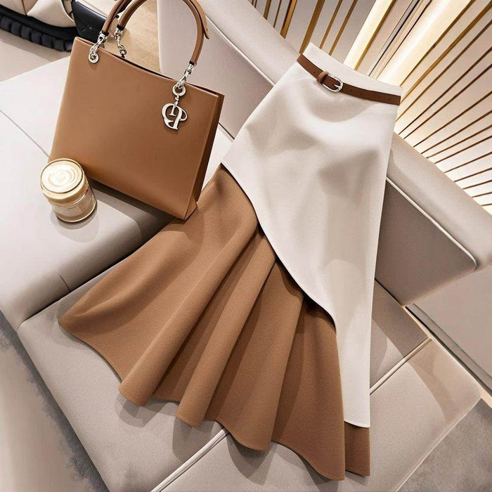 Women's Winter Brown Contrast Skirt - Magellan Fashion Shop
