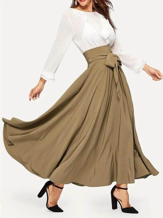 High Waist Slimming Front Lace-up A- Line Dress - Magellan Fashion Shop
