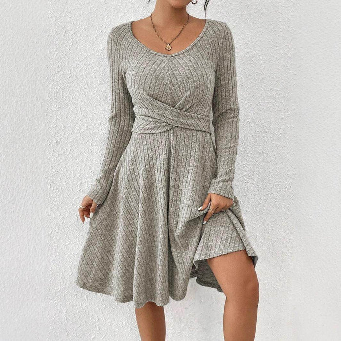 Sunken Stripe Long Sleeve Dress Top For Women - Magellan Fashion Shop