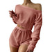 Pajamas Off-shoulder Top Shorts Breathable Waffle Casual Homewear Suit - Magellan Fashion Shop