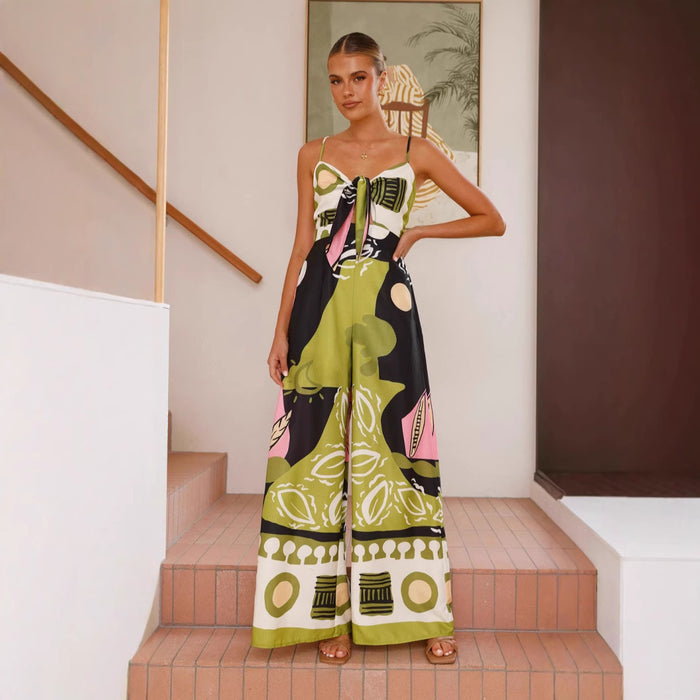 Stylish Floral Print Wrap Front Jumpsuit