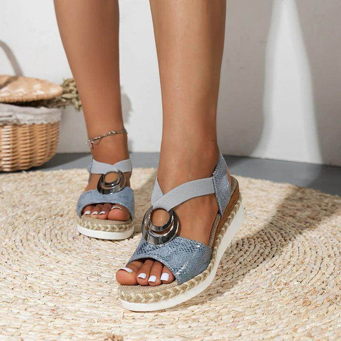 Women's Peep Toe Serpentine Wedges Sandals With Circle Design Casual Summer Shoes - Magellan Fashion Shop