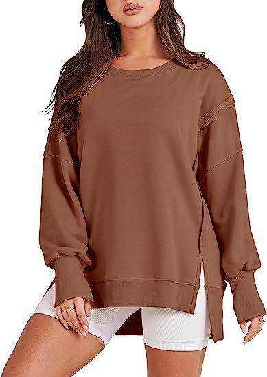 Solid Oversized Sweatshirt Crew Neck Long Sleeve - Magellan Fashion Shop