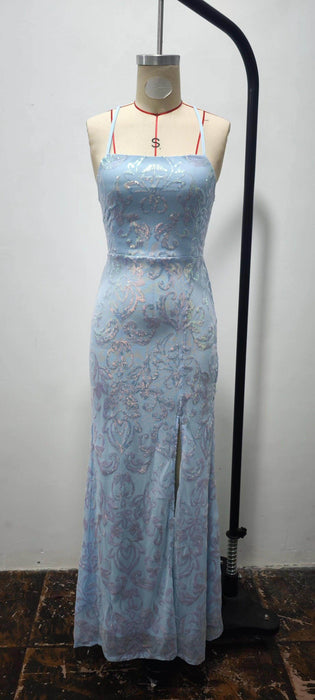 Off-neck Sequined Floor-length Evening Elegant Slit Banquet Party Dress - Magellan Fashion Shop