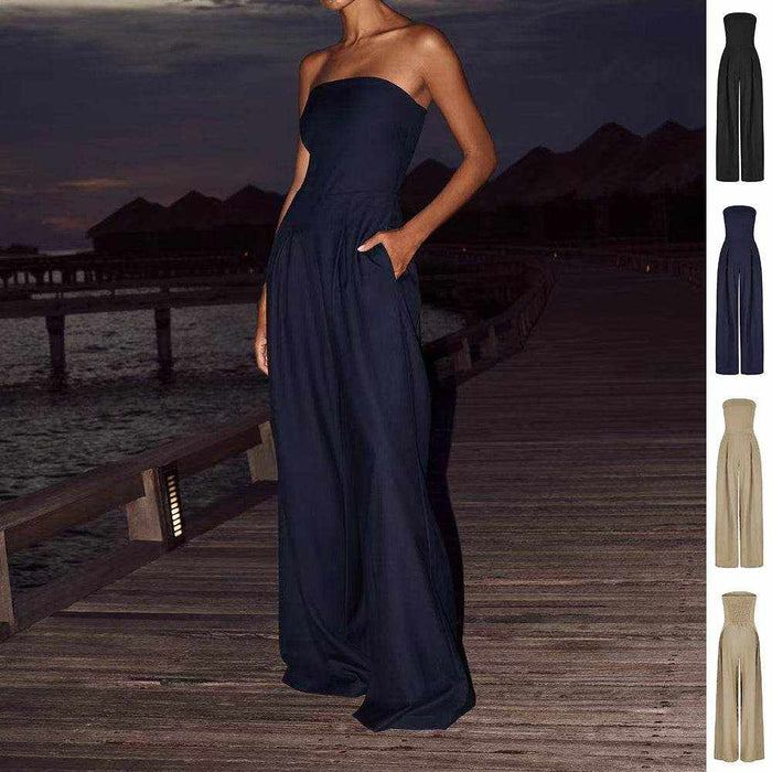 Loose Jumpsuit Ins Fashion Backless Wide Leg Long Pants - Magellan Fashion Shop